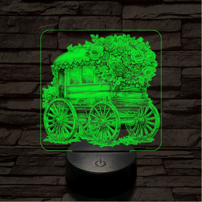 Valentin virág szekér 7 színű valósághű 3D led lámpa