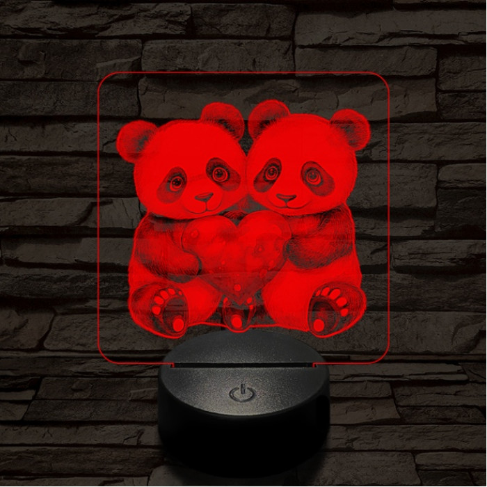 Panda románc 7 színű valósághű 3D led lámpa