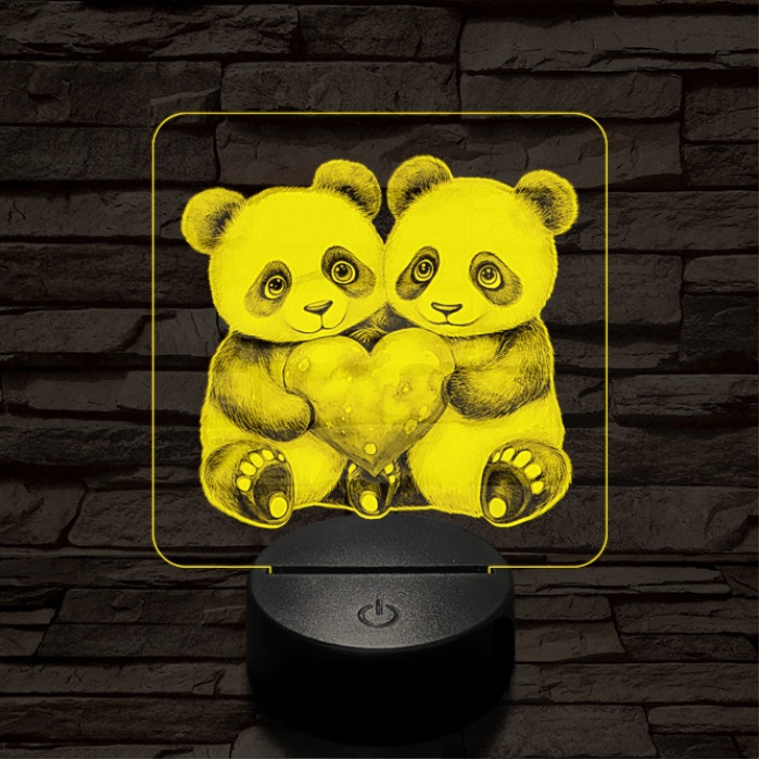 Panda románc 7 színű valósághű 3D led lámpa