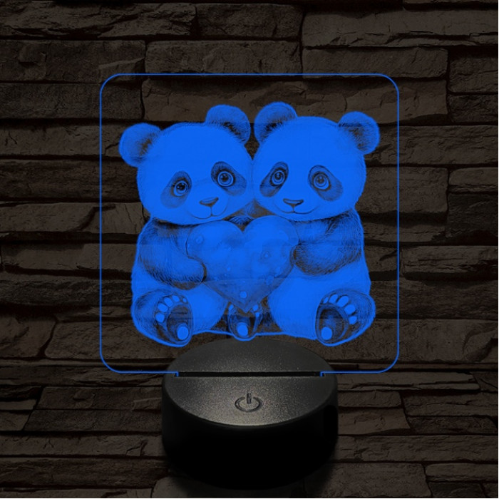 Panda románc 7 színű valósághű 3D led lámpa