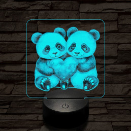 Panda románc 7 színű valósághű 3D led lámpa
