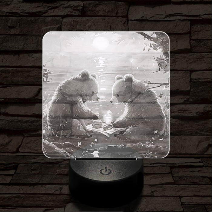 Maci piknik 7 színű valósághű 3D led lámpa