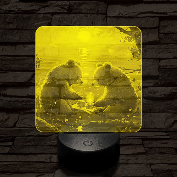 Maci piknik 7 színű valósághű 3D led lámpa