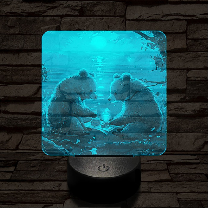 Maci piknik 7 színű valósághű 3D led lámpa