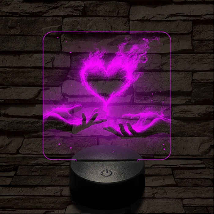 Perzselő szerelem  7 színű valósághű 3D led lámpa