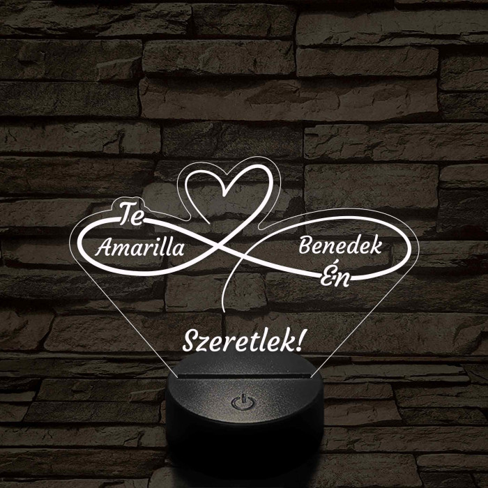 Végtelen Szerelem – „Te & Én” – 7 színű, színváltós 3D LED lámpa