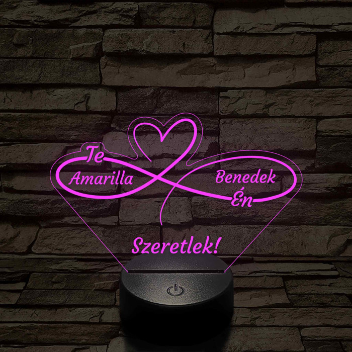 Végtelen Szerelem – „Te & Én” – 7 színű, színváltós 3D LED lámpa