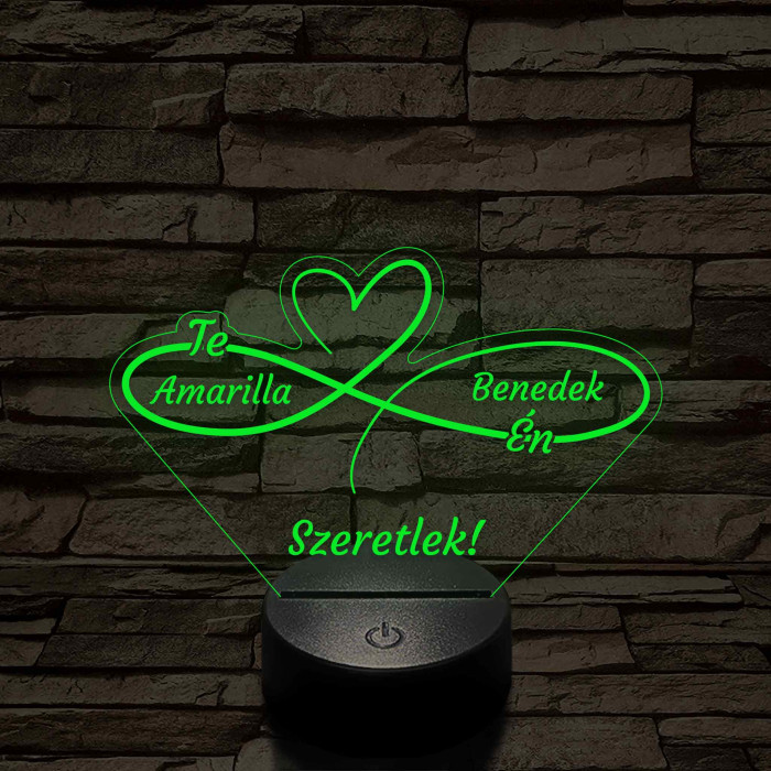 Végtelen Szerelem – „Te & Én” – 7 színű, színváltós 3D LED lámpa