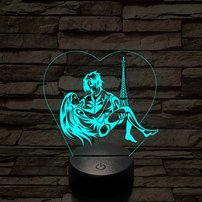 Párizsi Romantika – Szívben Ölelés – 7 színű, színváltós 3D LED lámpa
