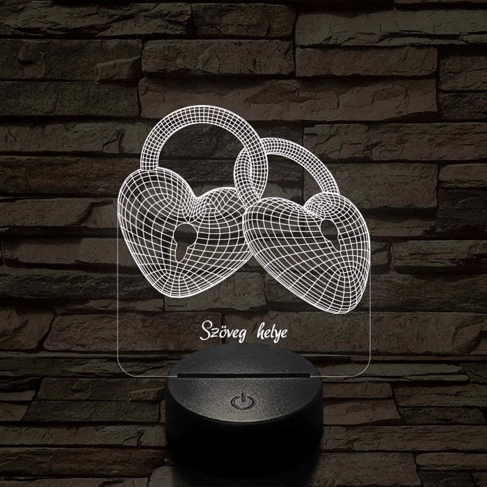 Szívlakat 7 színű 3D led lámpa (beírós)