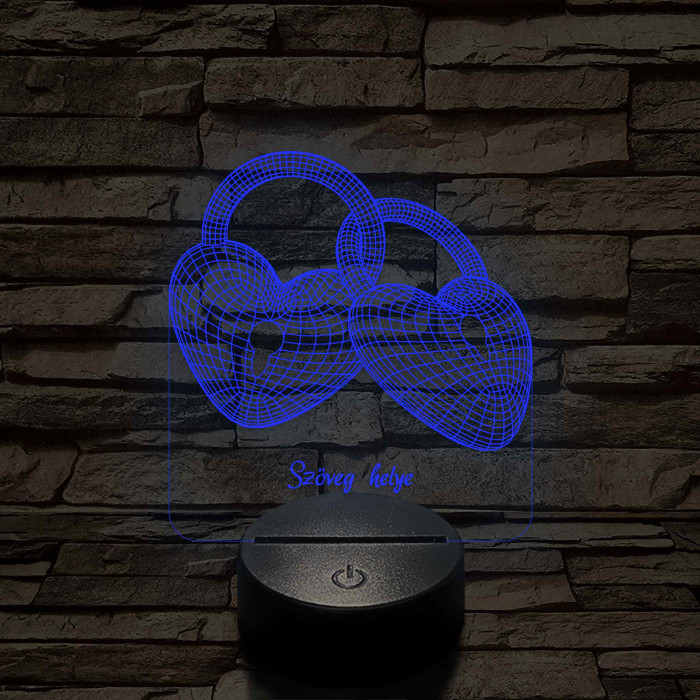 Szívlakat 7 színű 3D led lámpa (beírós)