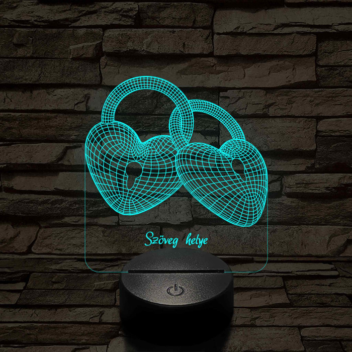 Szívlakat 7 színű 3D led lámpa (beírós)