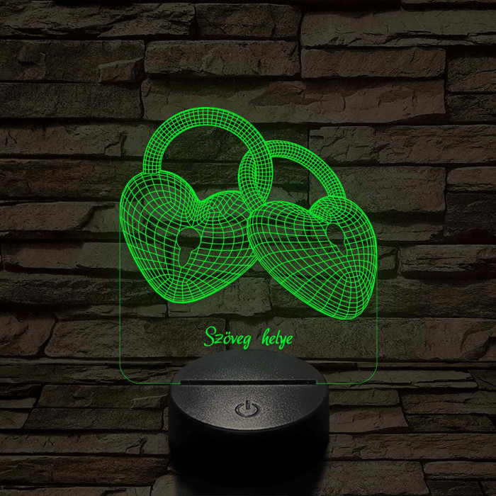 Szívlakat 7 színű 3D led lámpa (beírós)