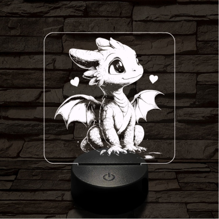 Szerelmes sárkányka 7 színű valósághű 3D led lámpa