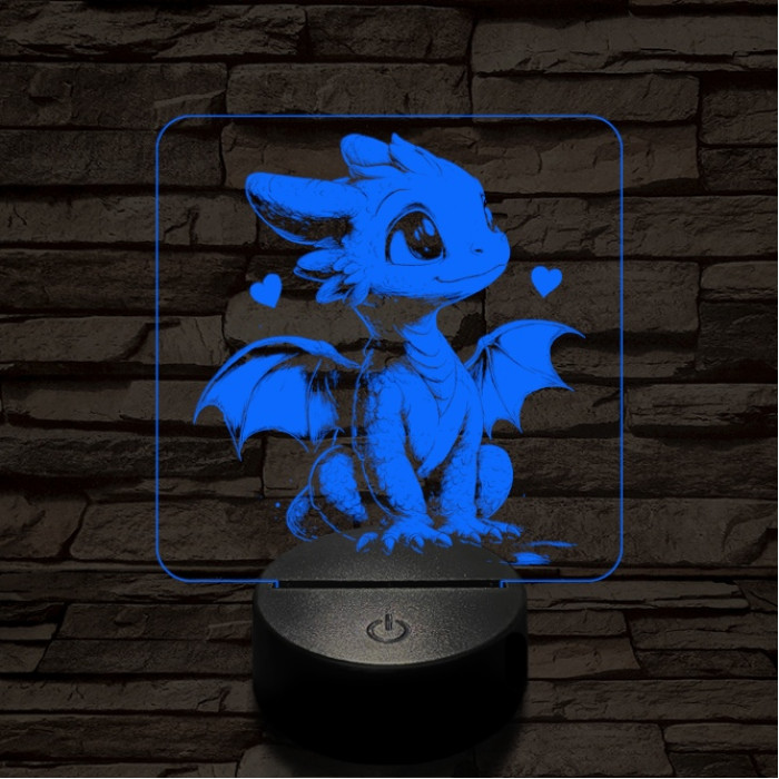 Szerelmes sárkányka 7 színű valósághű 3D led lámpa