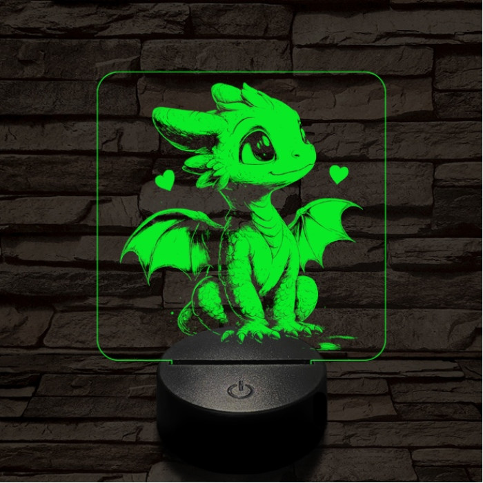 Szerelmes sárkányka 7 színű valósághű 3D led lámpa