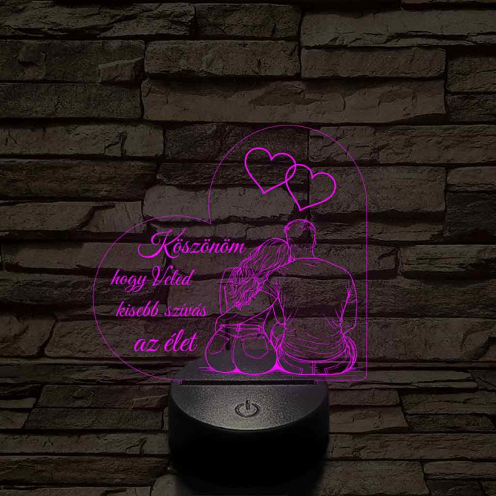 Veled könnyebb szívalakú – 7 színű, színváltós 3D LED lámpa