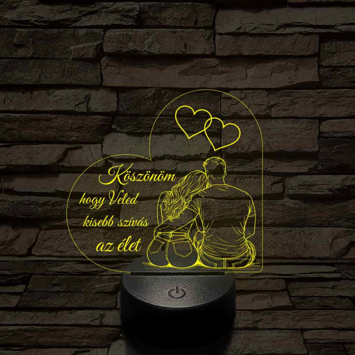 Veled könnyebb szívalakú – 7 színű, színváltós 3D LED lámpa