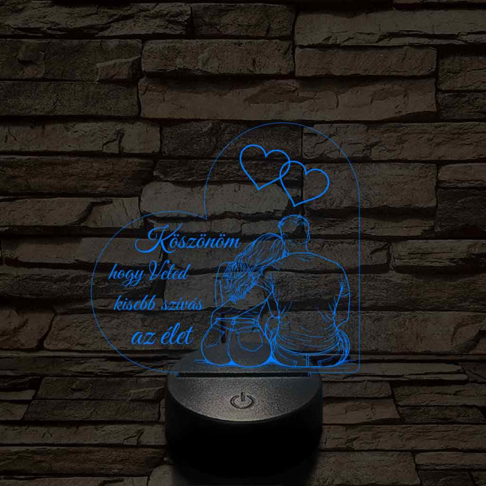 Veled könnyebb szívalakú – 7 színű, színváltós 3D LED lámpa