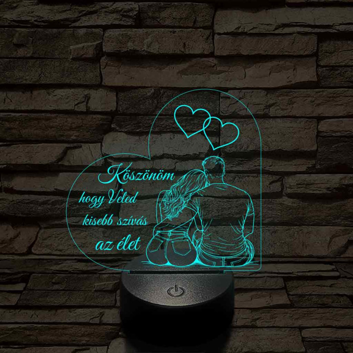 Veled könnyebb szívalakú – 7 színű, színváltós 3D LED lámpa