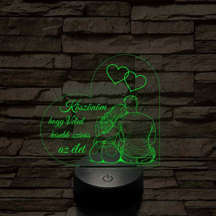 Veled könnyebb szívalakú – 7 színű, színváltós 3D LED lámpa
