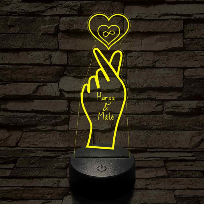 Egyedi neves szeretlek saranghae (szaranggéj)  jel - 7 színű, színváltós 3D LED lámpa