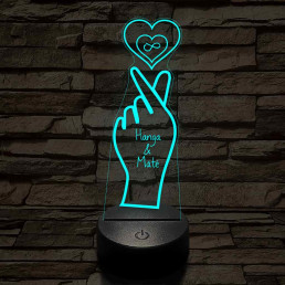 Egyedi neves szeretlek saranghae (szaranggéj)  jel - 7 színű, színváltós 3D LED lámpa