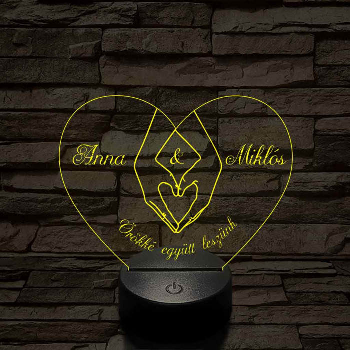 Egyedi személyre szabott szívkezek - 7 színű, színváltós 3D LED lámpa