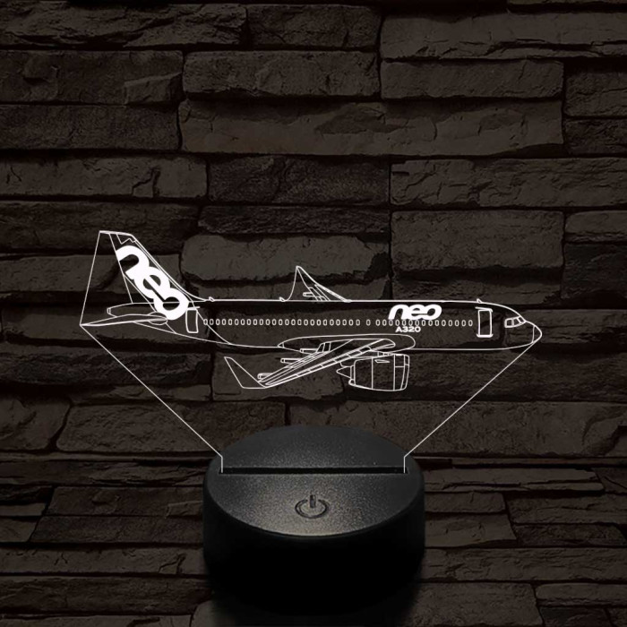 Airbus a320 neo 7 színű 3D led lámpa