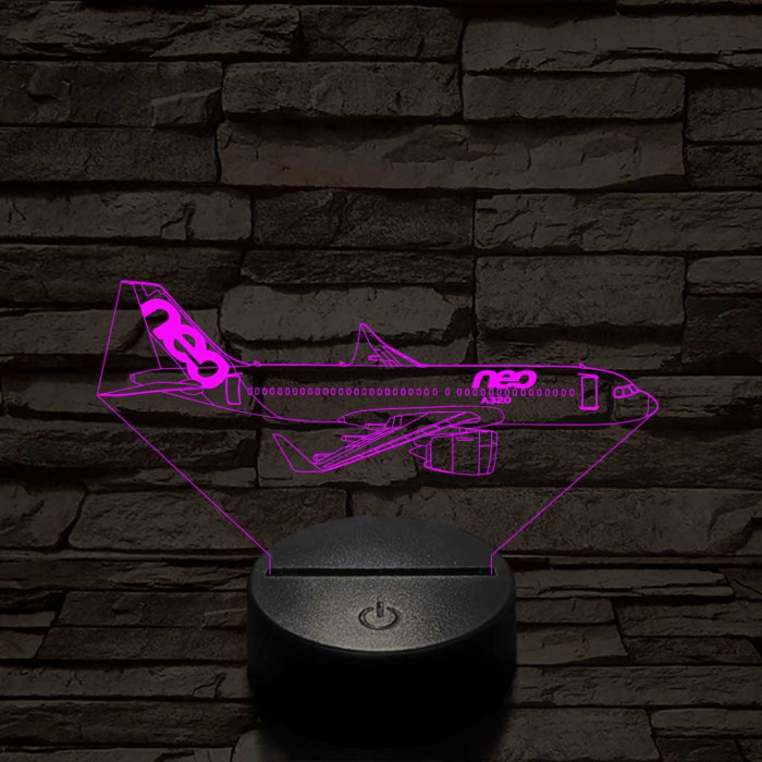Airbus a320 neo 7 színű 3D led lámpa