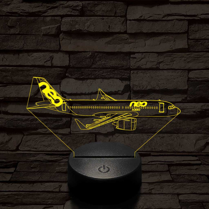 Airbus a320 neo 7 színű 3D led lámpa