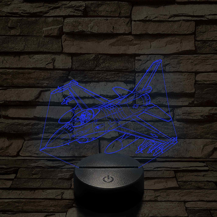 Harci vadászgép 7 színű 3D led lámpa