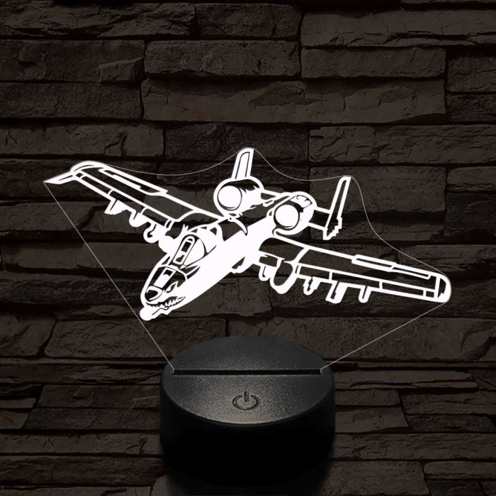 A-10 vadász-bombázó 7 színű 3D led lámpa