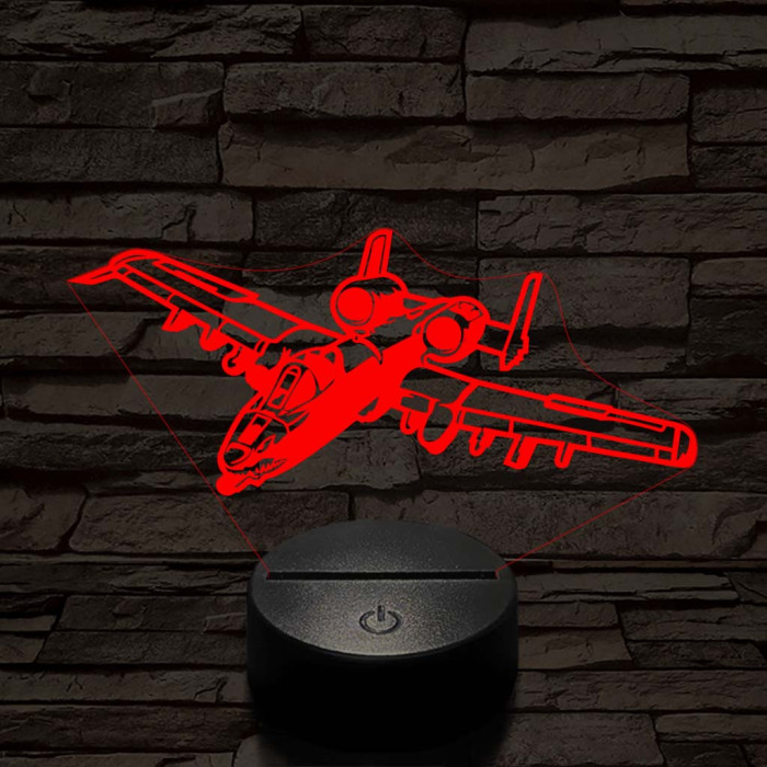 A-10 vadász-bombázó 7 színű 3D led lámpa