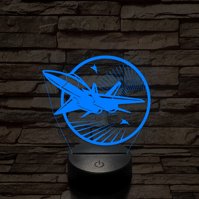 Vadászgépek 7 színű 3D led lámpa