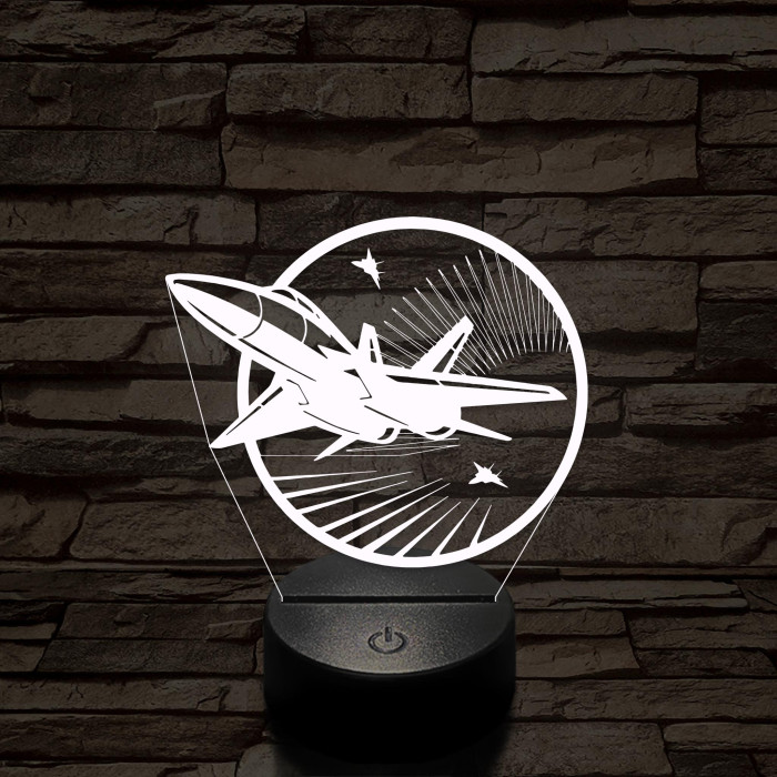 Vadászgépek 7 színű 3D led lámpa