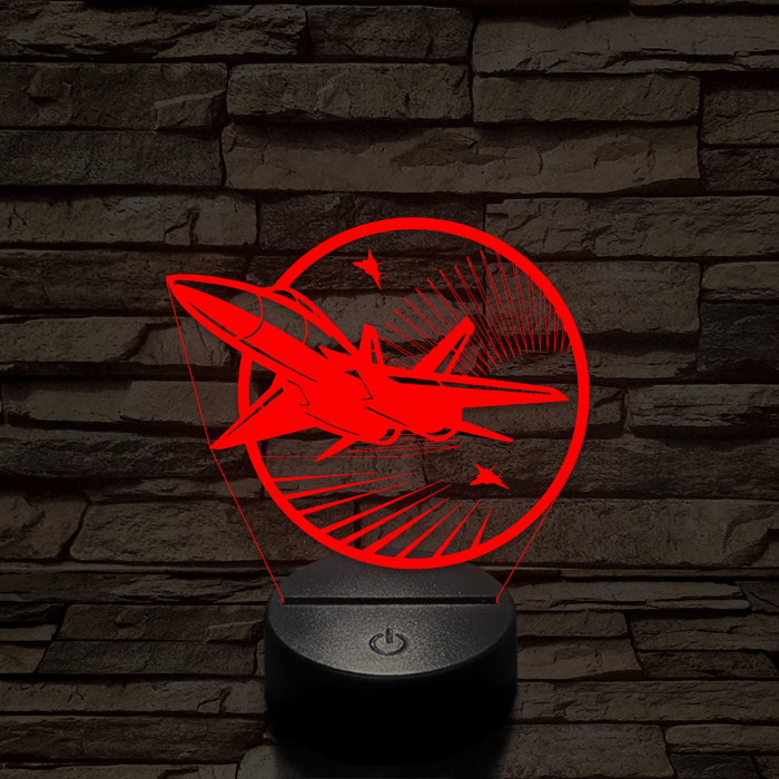 Vadászgépek 7 színű 3D led lámpa