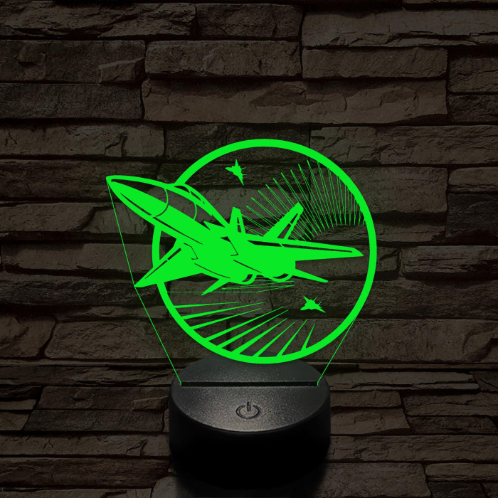 Vadászgépek 7 színű 3D led lámpa