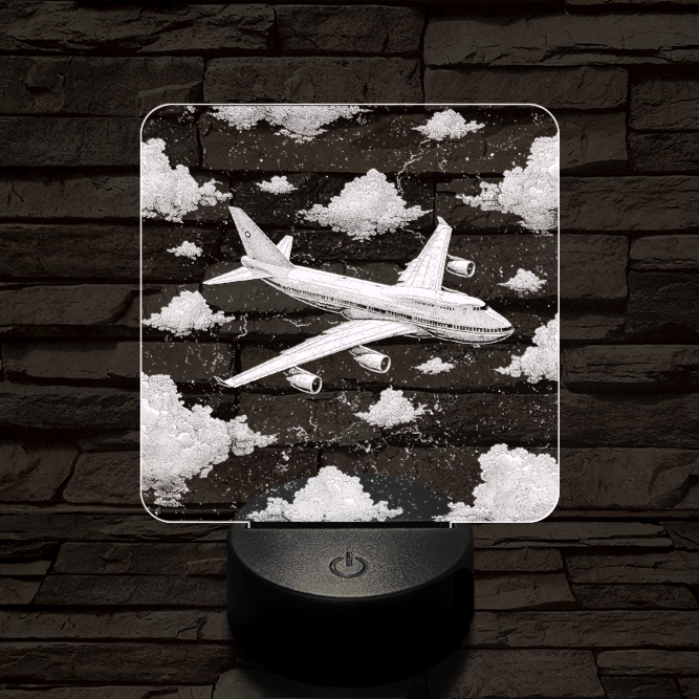 Szárnyaló Jumbo repülőgép 7 színű valósághű 3D led lámpa