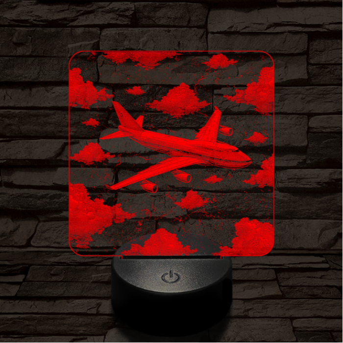 Szárnyaló Jumbo repülőgép 7 színű valósághű 3D led lámpa