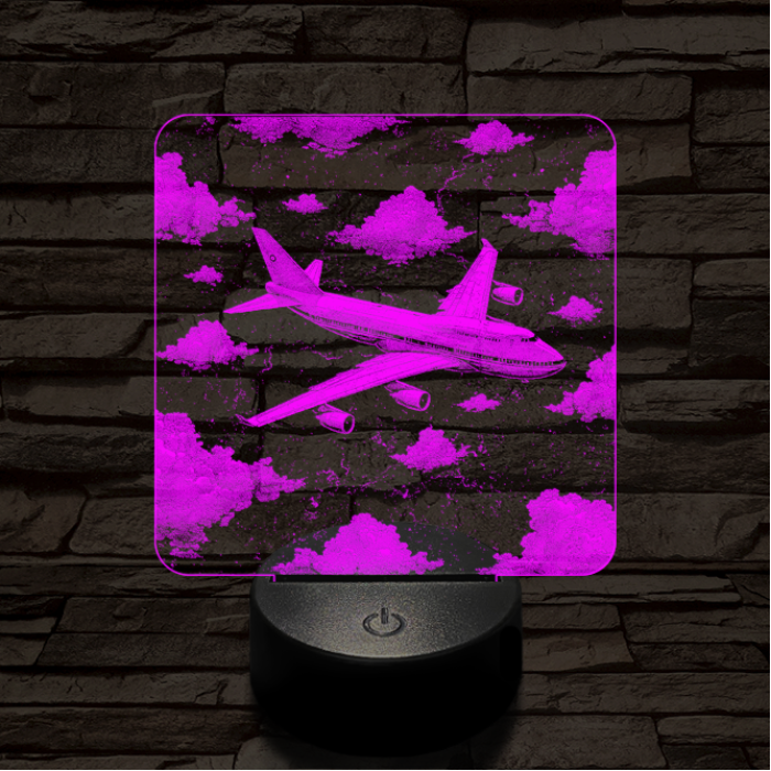 Szárnyaló Jumbo repülőgép 7 színű valósághű 3D led lámpa