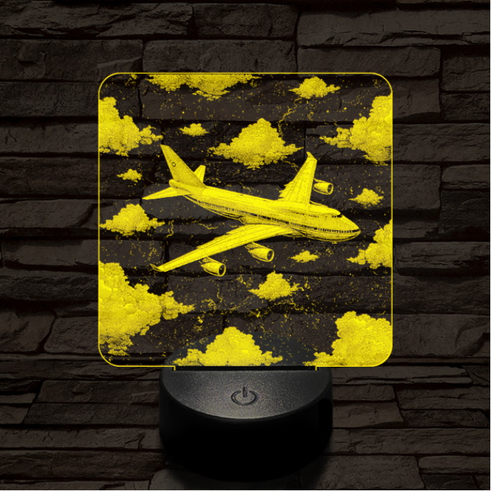 Szárnyaló Jumbo repülőgép 7 színű valósághű 3D led lámpa