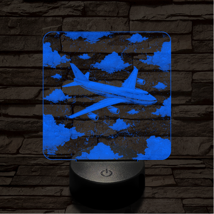 Szárnyaló Jumbo repülőgép 7 színű valósághű 3D led lámpa