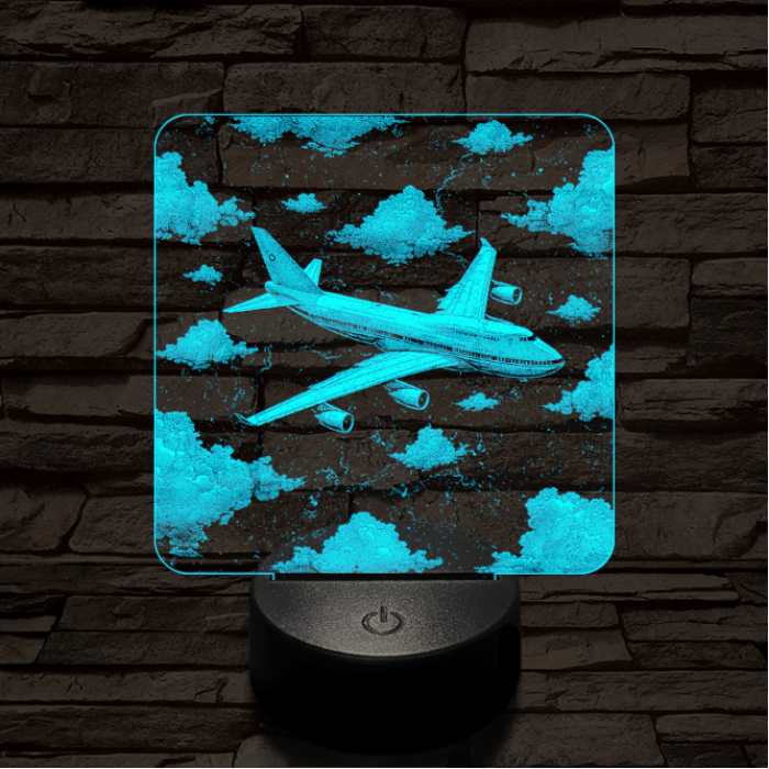 Szárnyaló Jumbo repülőgép 7 színű valósághű 3D led lámpa