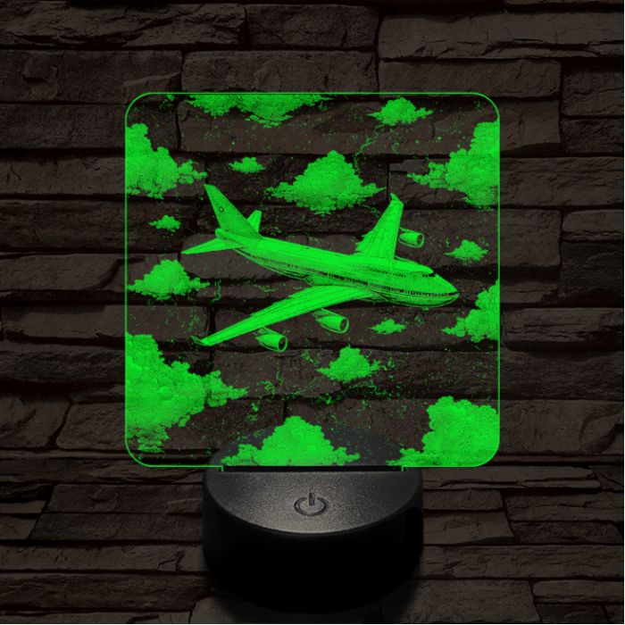 Szárnyaló Jumbo repülőgép 7 színű valósághű 3D led lámpa
