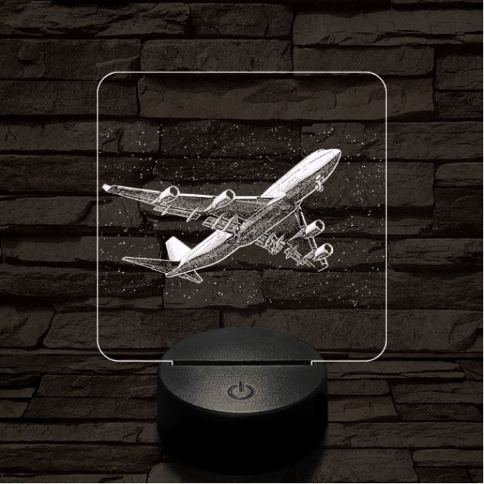 Boeing 747 az égen 7 színű valósághű 3D led lámpa