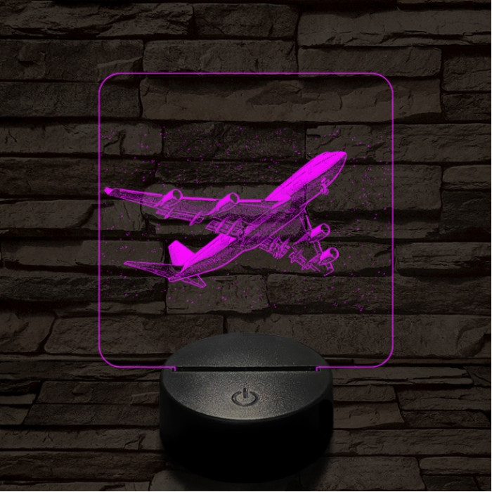 Boeing 747 az égen 7 színű valósághű 3D led lámpa