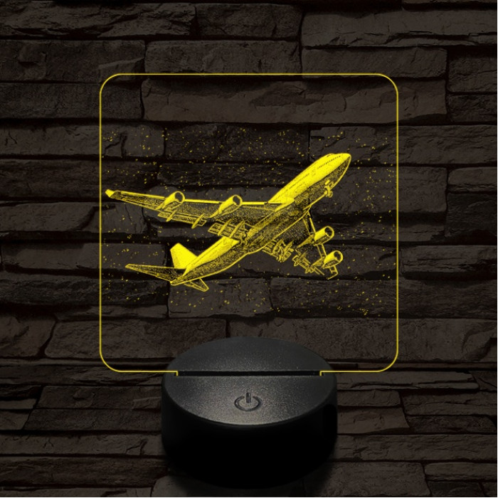 Boeing 747 az égen 7 színű valósághű 3D led lámpa