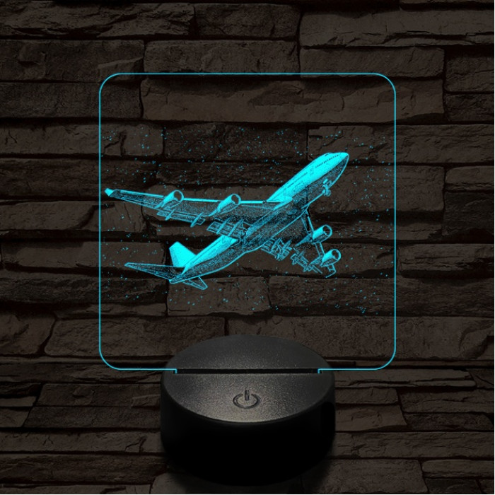 Boeing 747 az égen 7 színű valósághű 3D led lámpa