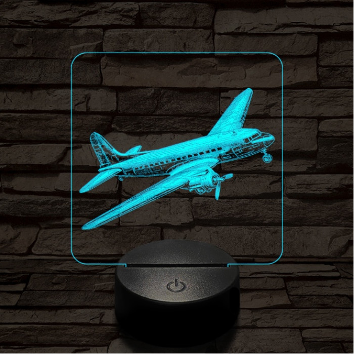 Manőverező utasszállító repülő 7 színű valósághű 3D led lámpa
